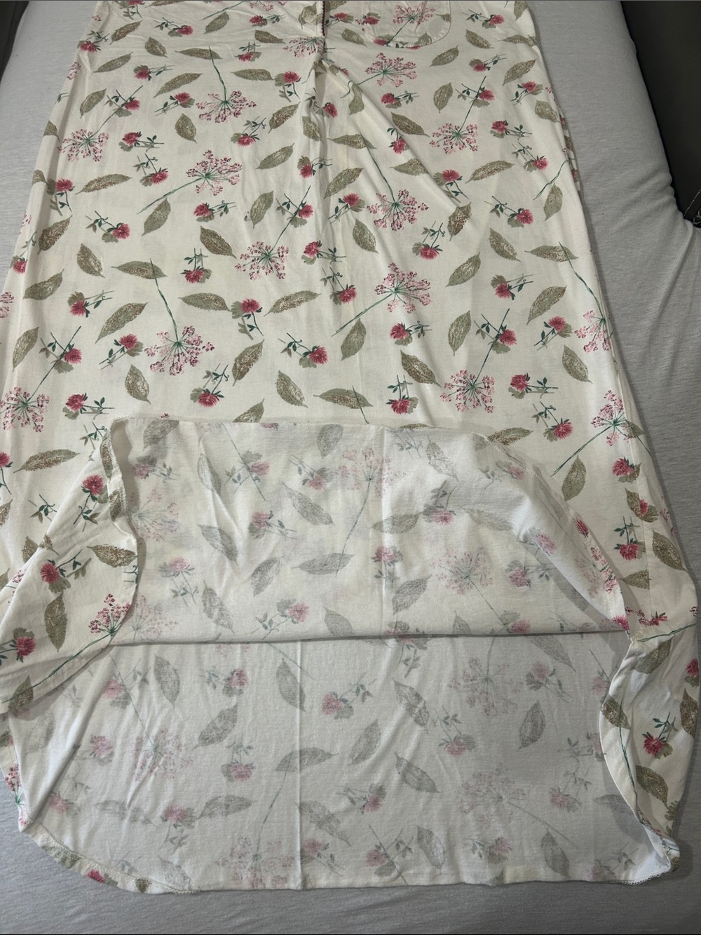 Basic Editions Cream Floral Sleeveless Nightgown with Pink Accents - Picture 6 of 7